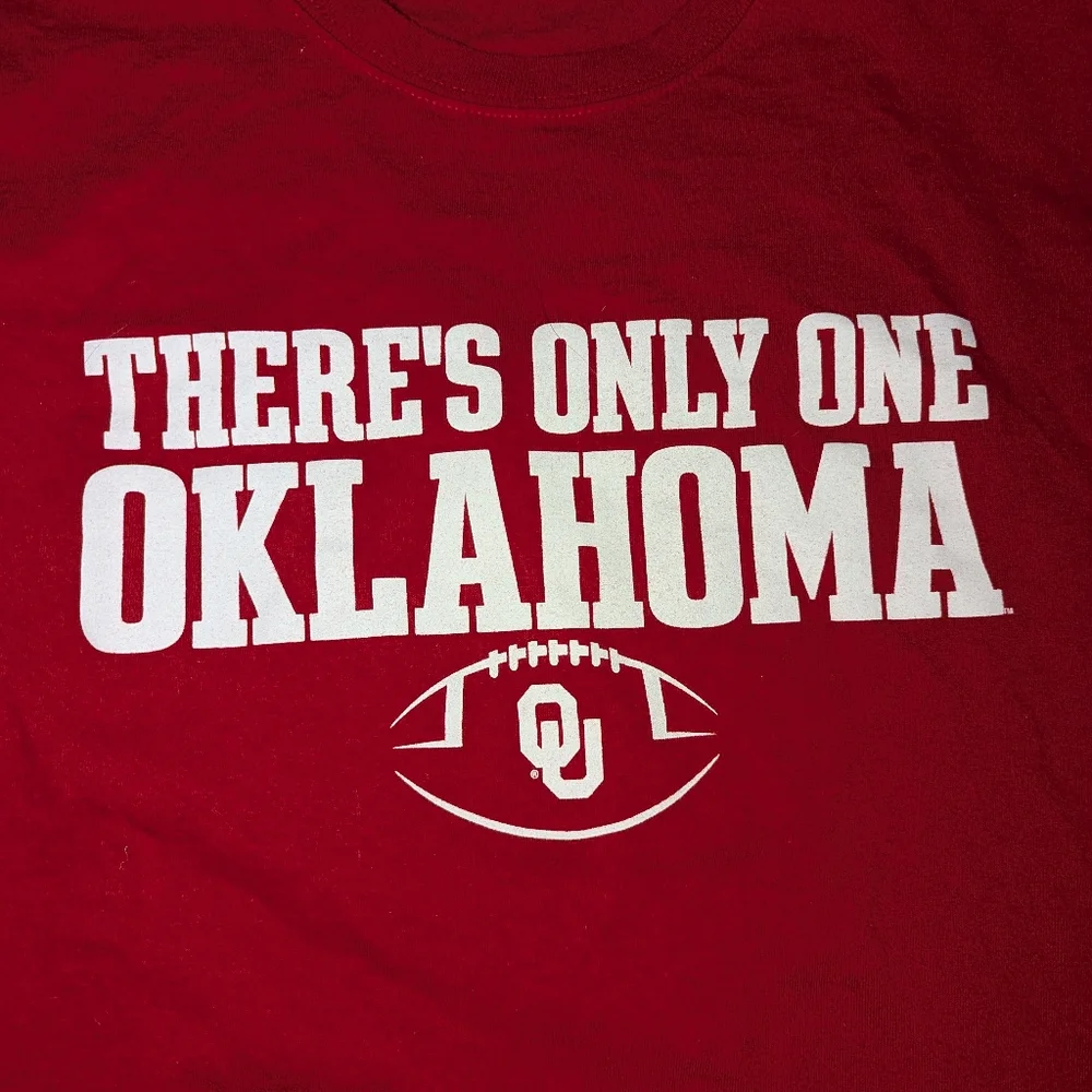 Hanes Adult Medium Oklahoma University‎ Red Short Sleeve Graphic T-Shirt